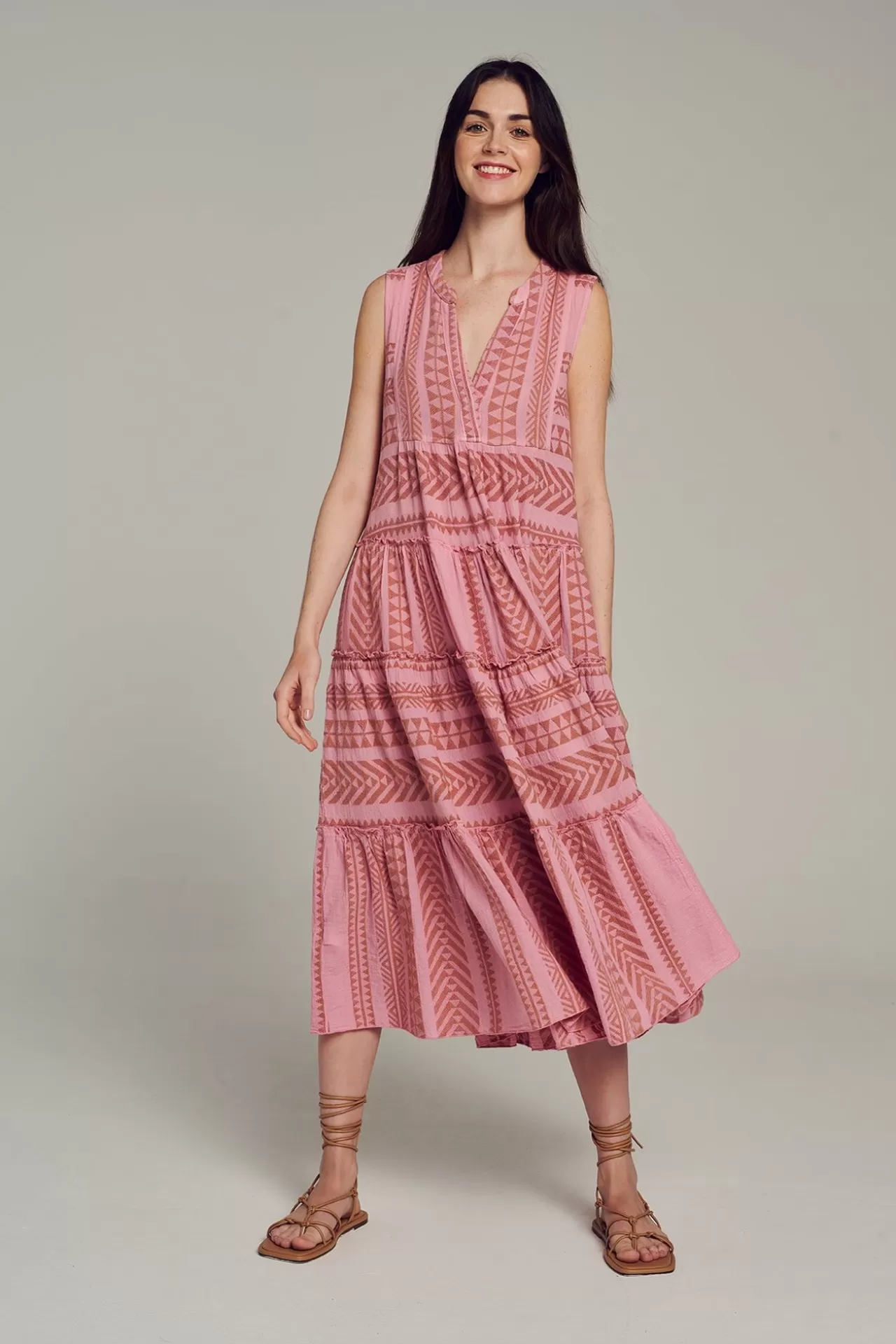 Shop Devotion TWINS Ella Sleeveless Midi-Camel-Purple/Pink